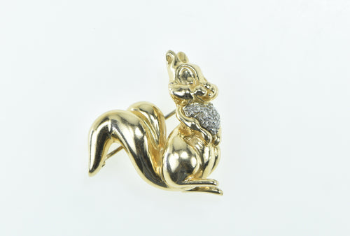 14K Disney Diamond Sword And Stone Girl Squirrel Pin/Brooch Yellow Gold