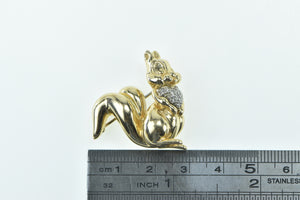 14K Disney Diamond Sword And Stone Girl Squirrel Pin/Brooch Yellow Gold