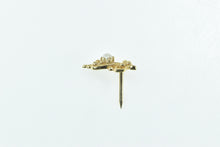 Load image into Gallery viewer, 14K Ornate Scroll Filigree 2.9mm Pearl Lapel Pin/Brooch Yellow Gold