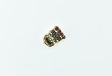 Load image into Gallery viewer, 14K Theta Phi Alpha Skull Syn. Ruby Fraternity Pin/Brooch Yellow Gold