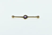 Load image into Gallery viewer, 10K Round Amethyst Vintage Classic Bar Pin/Brooch Yellow Gold