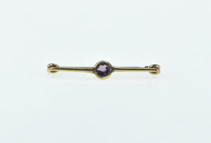 10K Round Amethyst Vintage Classic Bar Pin/Brooch Yellow Gold