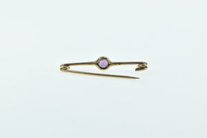 10K Round Amethyst Vintage Classic Bar Pin/Brooch Yellow Gold