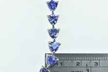 Load image into Gallery viewer, Sterling Silver Trillion Tanzanite Tennis 14K Gold Clasp Bracelet 6&quot;