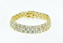 Load image into Gallery viewer, Sterling Silver Gold Plated Layered Radiant Cut Tennis CZ Bracelet 7.5&quot;