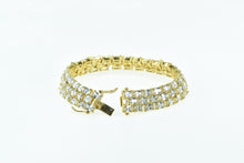 Load image into Gallery viewer, Sterling Silver Gold Plated Layered Radiant Cut Tennis CZ Bracelet 7.5&quot;