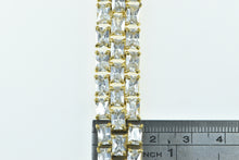 Load image into Gallery viewer, Sterling Silver Gold Plated Layered Radiant Cut Tennis CZ Bracelet 7.5&quot;