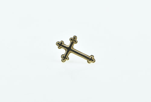 14K Cross Christian Faith Symbol Religious Lapel Pin/Brooch Yellow Gold