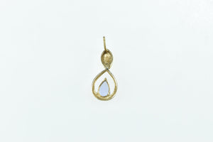 14K Pear Tanzanite Tear Drop Dangle Single Earring Yellow Gold