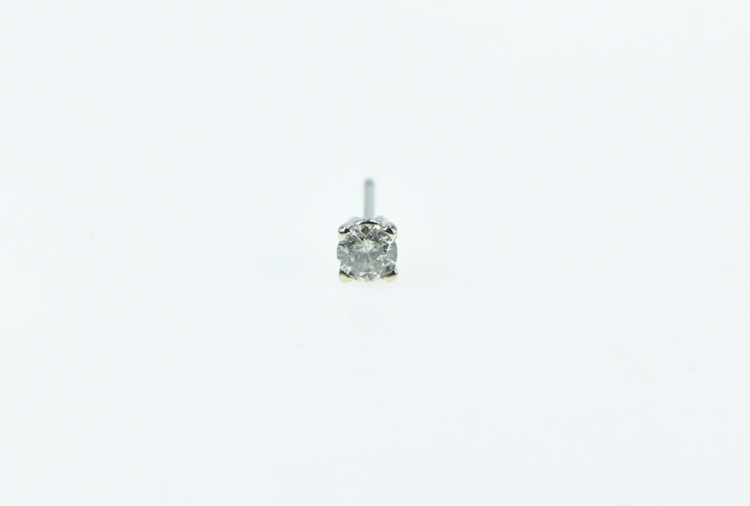 14K 0.17 Ct Round Diamond Solitaire Single Stud Earring White Gold