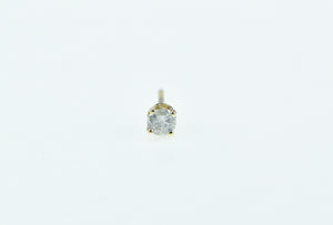 14K 0.12 Ct Diamond Solitaire Round Single Stud Earring Yellow Gold