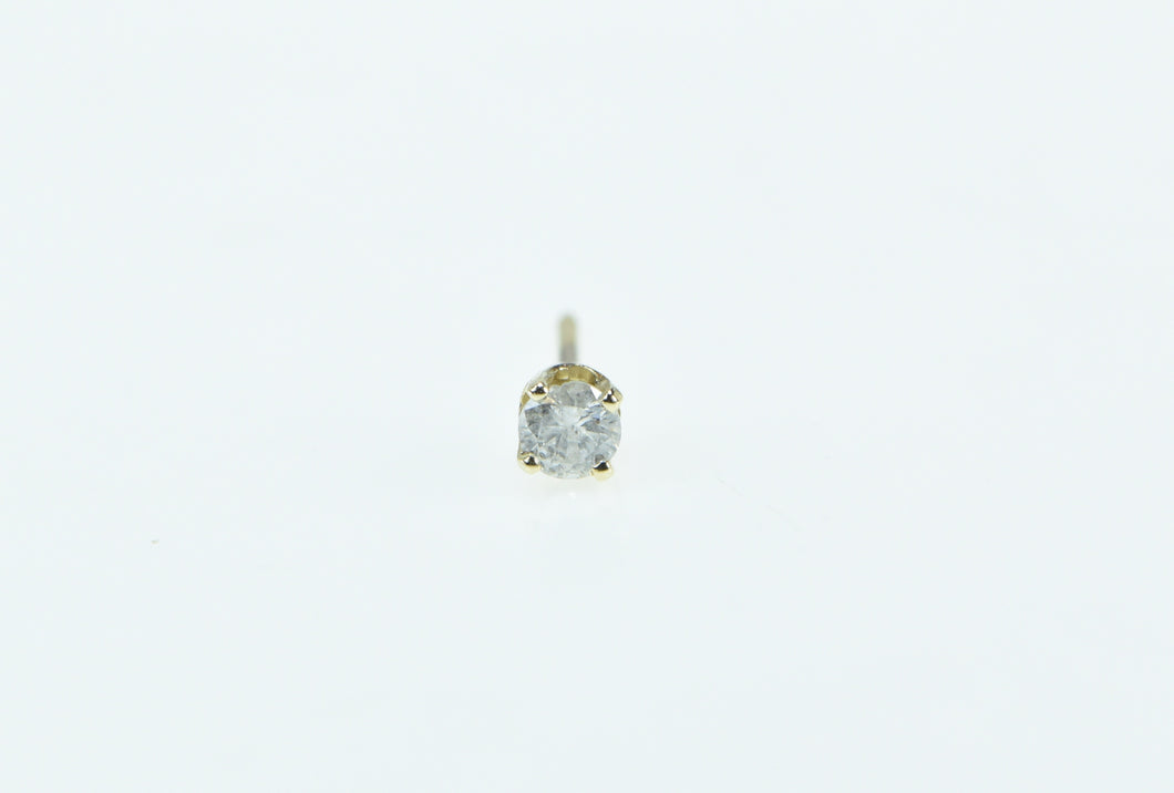 14K 0.12 Ct Diamond Solitaire Round Single Stud Earring Yellow Gold