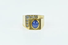 Load image into Gallery viewer, 14K Vintage Squared Diamond Syn. Sapphire Ring Yellow Gold