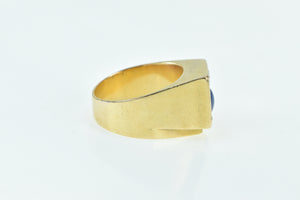 14K Vintage Squared Diamond Syn. Sapphire Ring Yellow Gold