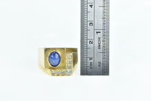 Load image into Gallery viewer, 14K Vintage Squared Diamond Syn. Sapphire Ring Yellow Gold