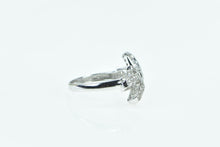 Load image into Gallery viewer, 14K Ornate 3D Bow Ribbon Forget Me Not CZ Ring White Gold