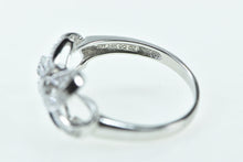 Load image into Gallery viewer, 14K Ornate 3D Bow Ribbon Forget Me Not CZ Ring White Gold