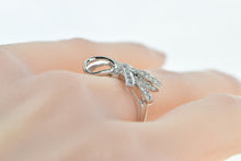 Load image into Gallery viewer, 14K Ornate 3D Bow Ribbon Forget Me Not CZ Ring White Gold