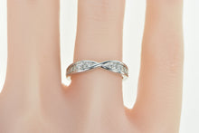 Load image into Gallery viewer, 10K Vintage Diamond Twist Stacking Wedding Band Ring White Gold