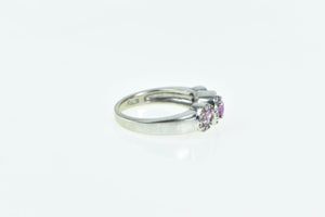 14K Oval Pink Sapphire Diamond Halo Engagement Ring White Gold