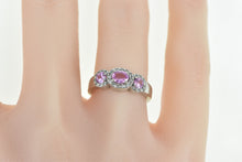 Load image into Gallery viewer, 14K Oval Pink Sapphire Diamond Halo Engagement Ring White Gold