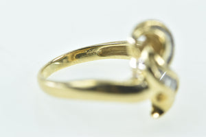 14K Baguette Diamond Wavy Twist Vintage Statement Ring Yellow Gold