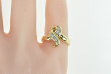 Load image into Gallery viewer, 14K Baguette Diamond Wavy Twist Vintage Statement Ring Yellow Gold