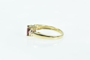 14K 0.65 Ctw Natural Ruby Diamond Engagement Ring Yellow Gold