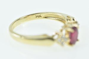 14K 0.65 Ctw Natural Ruby Diamond Engagement Ring Yellow Gold