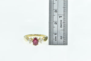 14K 0.65 Ctw Natural Ruby Diamond Engagement Ring Yellow Gold