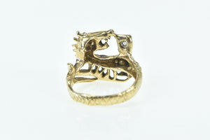 14K 0.27 Ct Diamond Scandinavian Sea Serpent Ring Yellow Gold