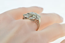 Load image into Gallery viewer, 14K 50&#39;s 1.05 Ctw Diamond Swirl Statement Cocktail Ring White Gold