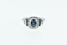 Load image into Gallery viewer, 14K 1.32 Ctw Sapphire Diamond Halo Engagement Ring White Gold