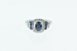 14K 1.32 Ctw Sapphire Diamond Halo Engagement Ring White Gold