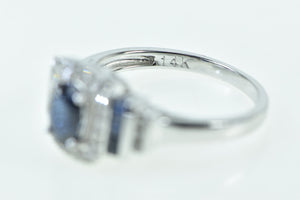 14K 1.32 Ctw Sapphire Diamond Halo Engagement Ring White Gold