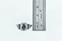 Load image into Gallery viewer, 14K 1.32 Ctw Sapphire Diamond Halo Engagement Ring White Gold