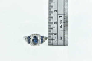 14K 1.32 Ctw Sapphire Diamond Halo Engagement Ring White Gold