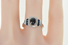 Load image into Gallery viewer, 14K 1.32 Ctw Sapphire Diamond Halo Engagement Ring White Gold