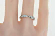 Load image into Gallery viewer, 10K Vintage Diamond Twist Stacking Wedding Band Ring White Gold