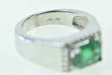 Load image into Gallery viewer, 14K 1.98 Ctw Natural Emerald Diamond Halo Statement Ring White Gold