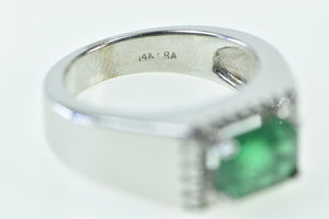 14K 1.98 Ctw Natural Emerald Diamond Halo Statement Ring White Gold