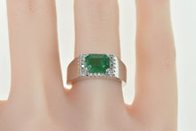 Load image into Gallery viewer, 14K 1.98 Ctw Natural Emerald Diamond Halo Statement Ring White Gold