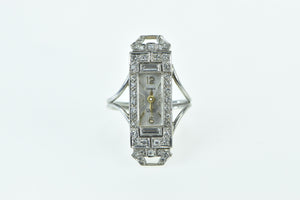 Platinum Art Deco Diamond Thomax Modified Watch Ring