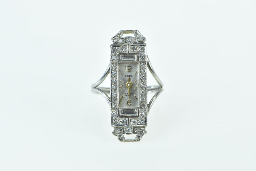 Platinum Art Deco Diamond Thomax Modified Watch Ring