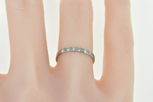 Platinum Art Deco Diamond Leaf Pattern Wedding Band Ring