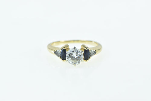 14K 1.20 Ctw Diamond Sapphire Classic Engagement Ring Yellow Gold