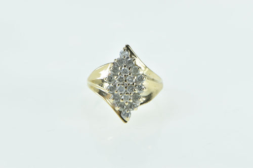 10K 1.00 Ctw Diamond Navette Cluster Vintage Ring Yellow Gold