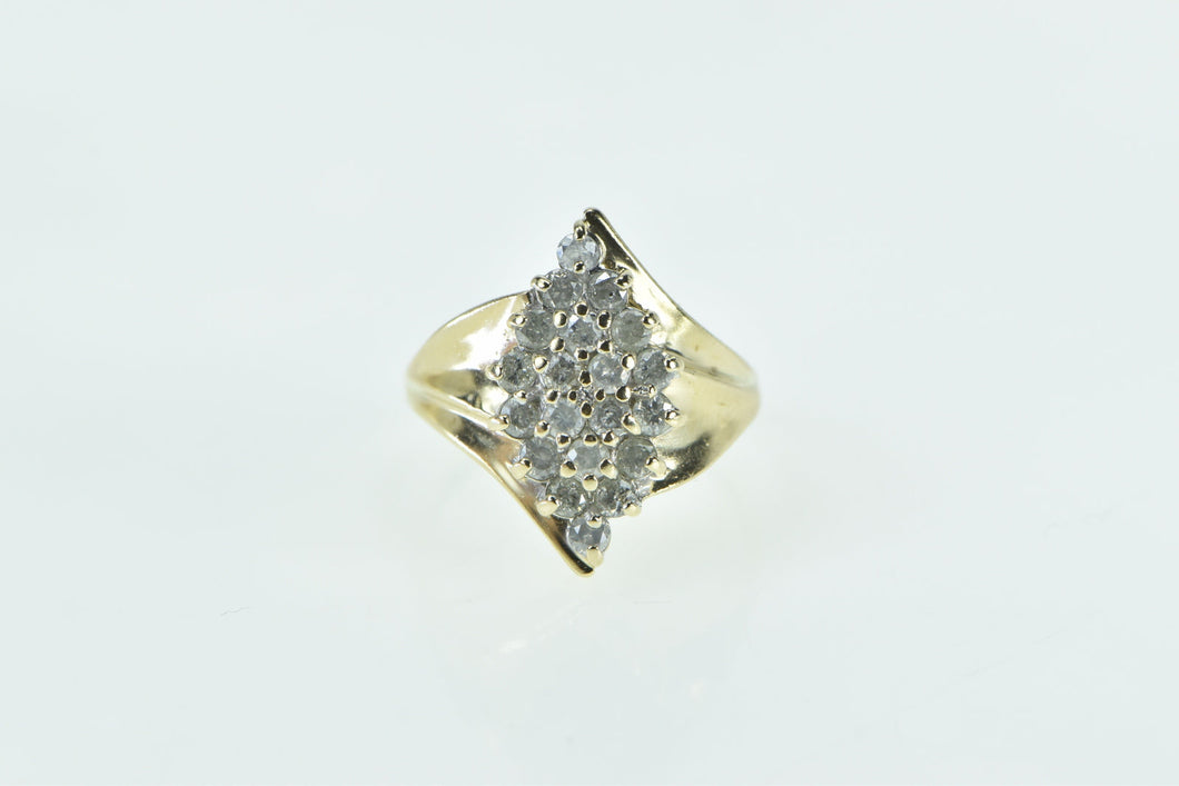 10K 1.00 Ctw Diamond Navette Cluster Vintage Ring Yellow Gold