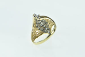 10K 1.00 Ctw Diamond Navette Cluster Vintage Ring Yellow Gold