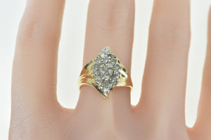 10K 1.00 Ctw Diamond Navette Cluster Vintage Ring Yellow Gold